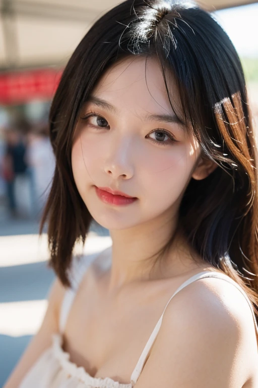 RAW photo, best quality, high resolution, masterpiece, photorealistic, professional photography, sharp focus, HDR, 8K resolution, intricate detail, sophisticated detail, depth of field, extremely detailed CG unity 8k wallpaper
,best quality, high resolution, masterpiece, sharp focus, HDR, 8K resolution, intricate detail, sophisticated detail, depth of field, extremely detailed CG unity 8k wallpaper
 <lora:YQ-v4:0.8> face, 1girl, yq, solo, looking_at_viewer, realistic, bangs
a girl sitting in bus station , people in background,sunlight, cowboy shot
<lora:FilmGirl4:0.7>flim like
