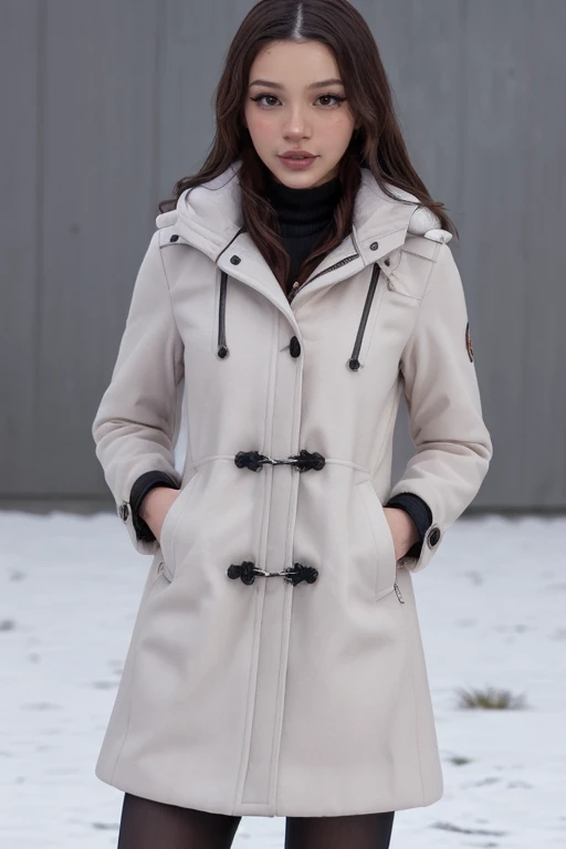 <lora:4l1c3d3l1sh:0.7> 4l1c3d3l1sh woman, snow, overcoat jacket