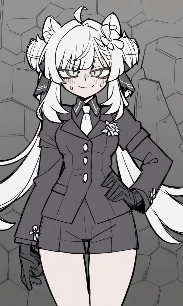 Helltaker style,1girl,solo,newest,medium quality,general,masterpiece, <lora:manuka_v0.1:1>, <lora:xl_Helltaker:0.9>