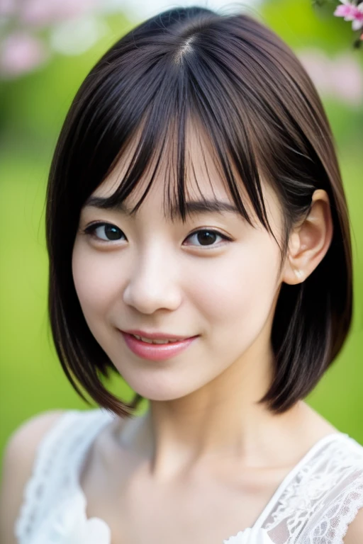 1girl,(RAW photo, best quality), (realistic, photo-realistic:1.4), masterpiece, an extremely delicate and beautiful, extremely detailed, 2k wallpaper, Amazing, finely detail, extremely detailed CG unity 8k wallpaper, ultra-detailed, highres, soft light, beautiful detailed girl, extremely detailed eyes and face, beautiful detailed nose, beautiful detailed eyes,cinematic lighting,perfect anatomy,slender body,
wearing a white collared dress,white skirt(bokeh:1.2),
at a flower park,sakura flowers,flower garden,
<lora:minatomio_lora:0.8>,smiling