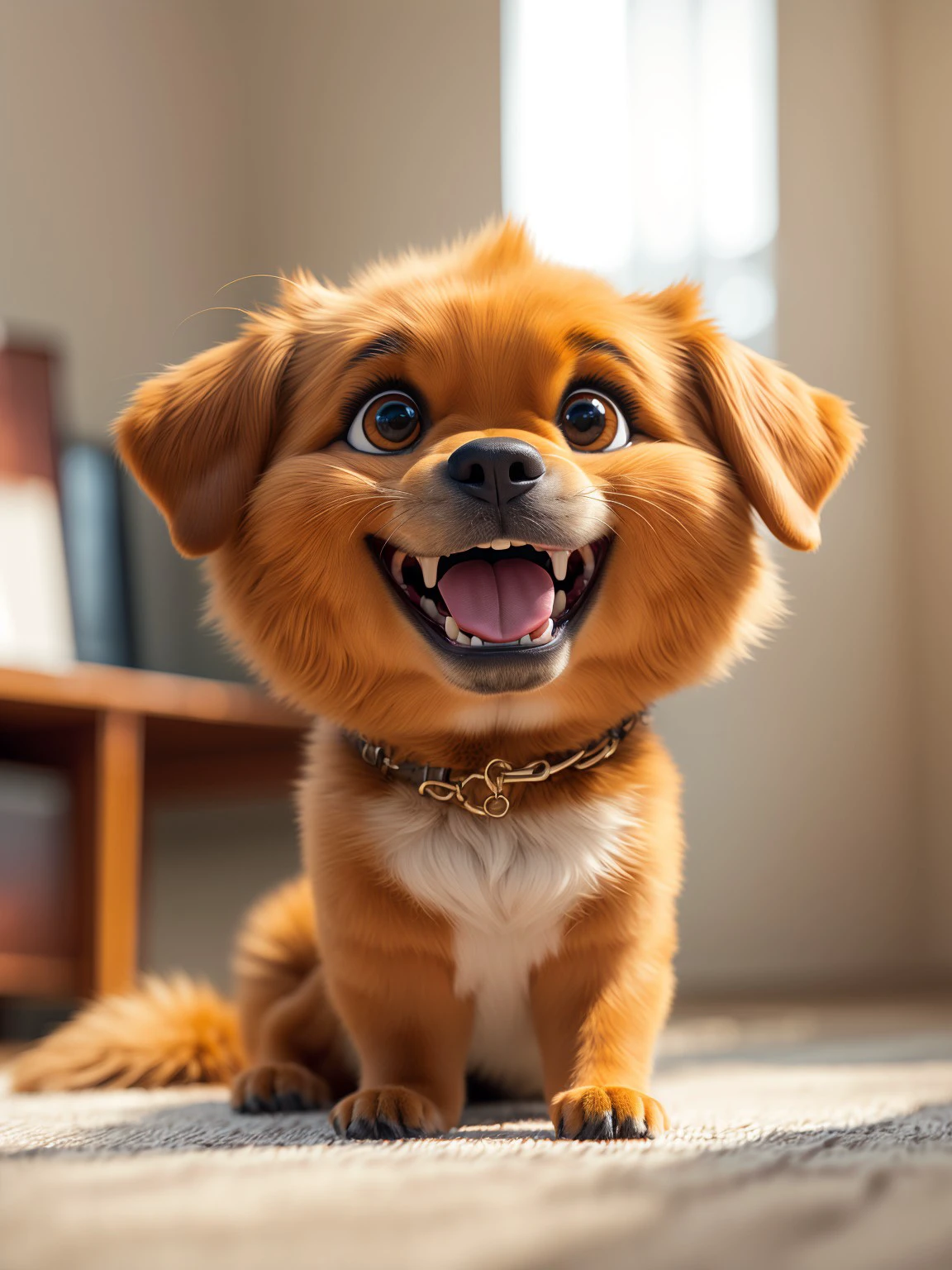 masterpiece, high quality, a dog, cute, in the living room, <lora:J_hairy:0.8> j_hairy