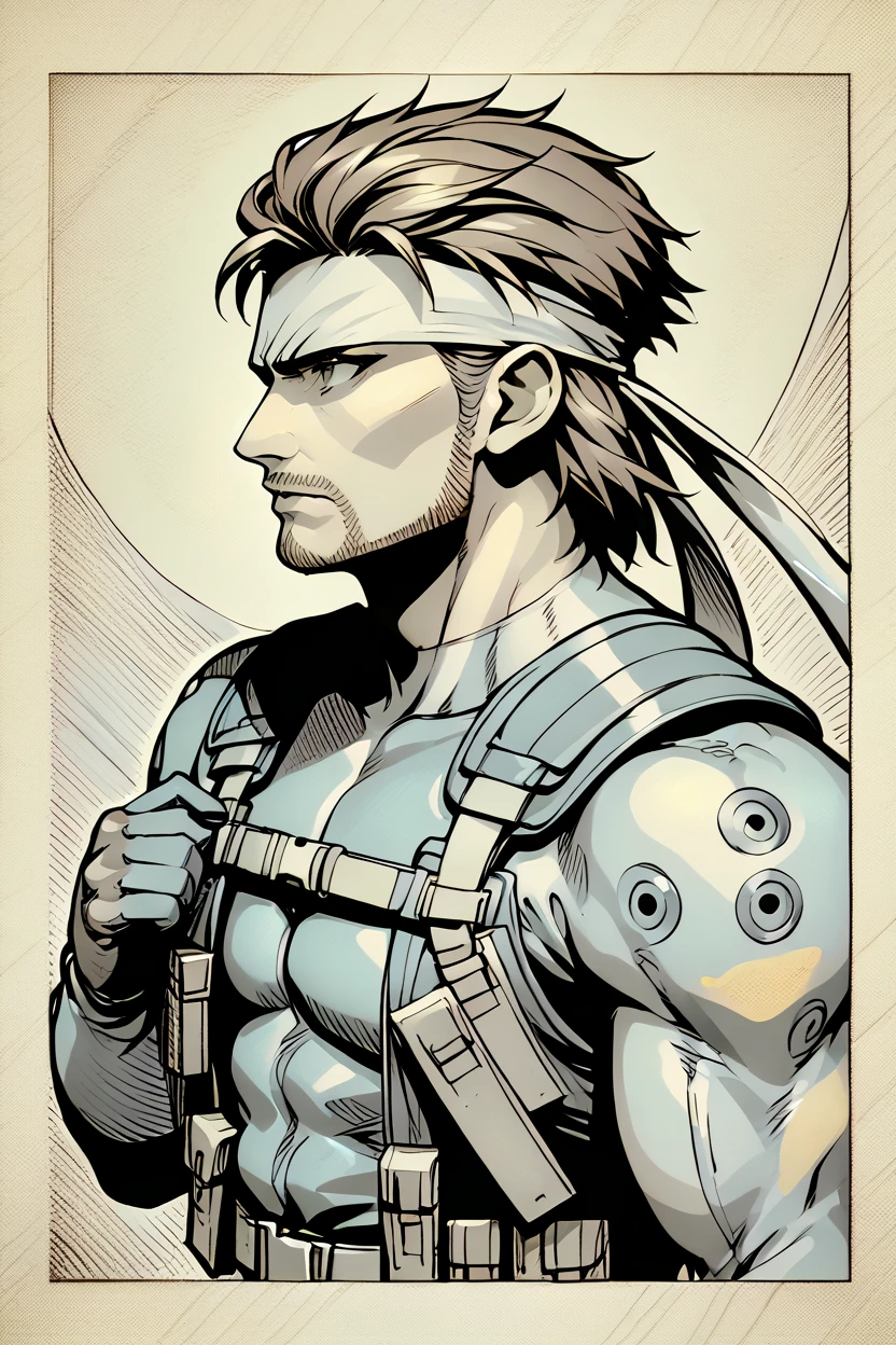 score_9, score_8_up, score_7_up, score_6_up, source_anime BREAK 1boy, solo <lora:solidsnake-pdxl-nvwls-v1:1> solidsnake, headband, brown hair, beard, facial hair, blue bodysuit, gloves, harness, belt pouch, upper body, portrait, serious, black background, expressionless, monochrome, greyscale, <lora:traditional_slider_v1_NEGWEIGHT:-1.1> profile, border