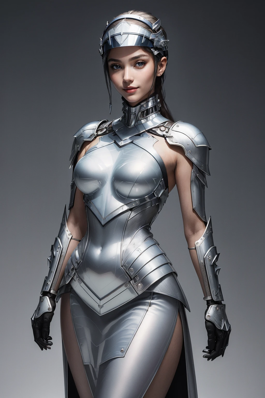 ((masterpiece,best quality,edgQuality)),(smile),1girl,solo,standing,posing,
edgFut_clothing, a woman in a silver dress with a visor on her head ,wearing edgFut_clothing <lora:edgFutursticRediscovery:1>