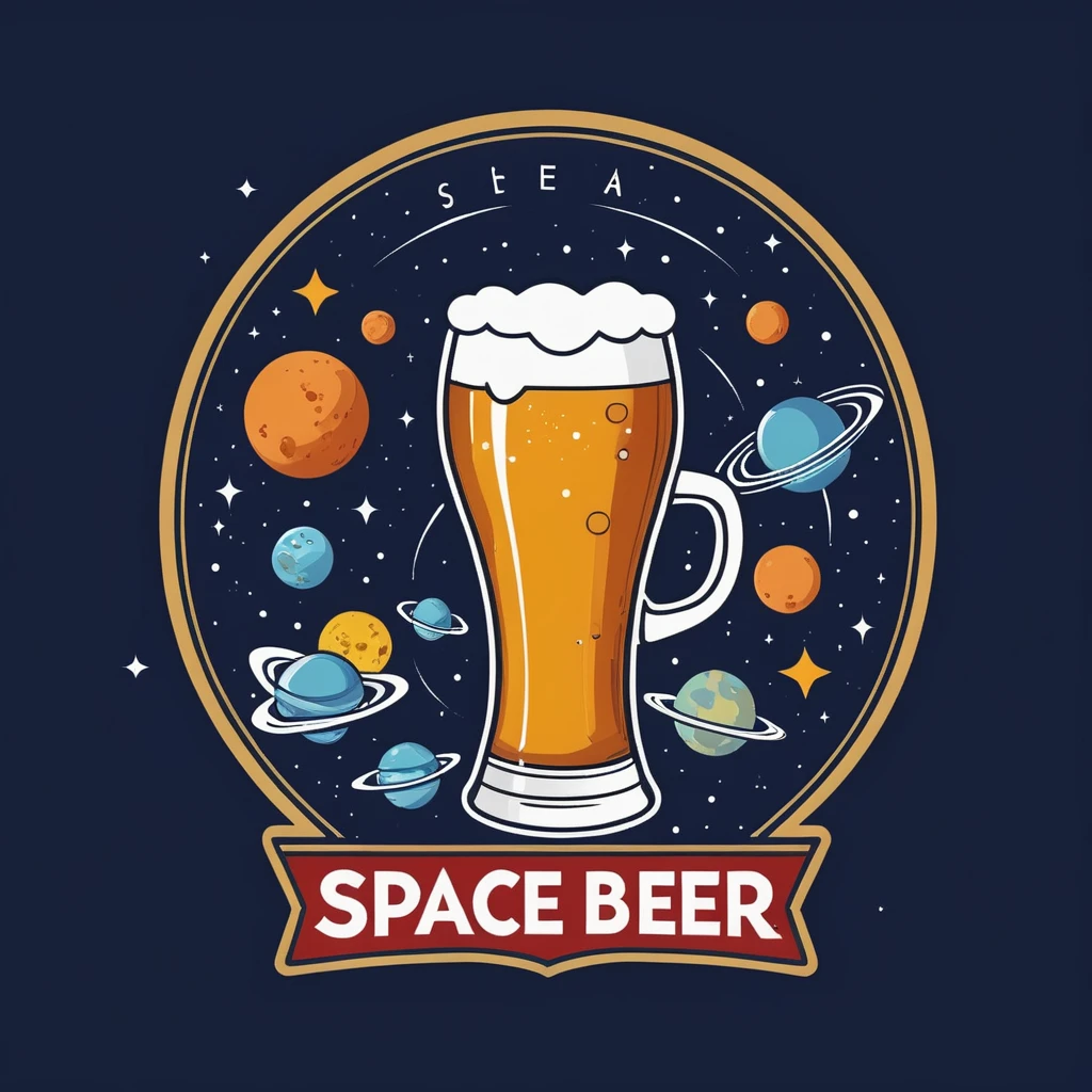 illustrated logo for "SPACE BEER".