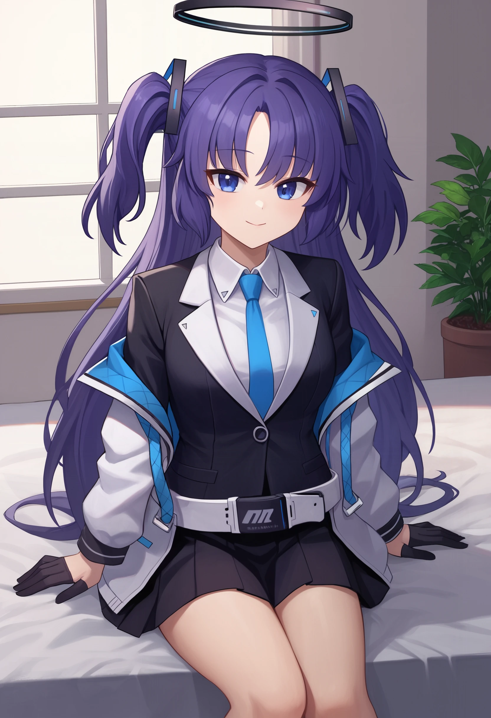 zPDXL, source_anime, BREAK
hayase yuuka, two side up, school uniform, open jacket, belt, halo, black gloves,
light smile, closed mouth,
sitting,
indoors, <lora:yuuka-ponyxl-kohya-000007:0.8>