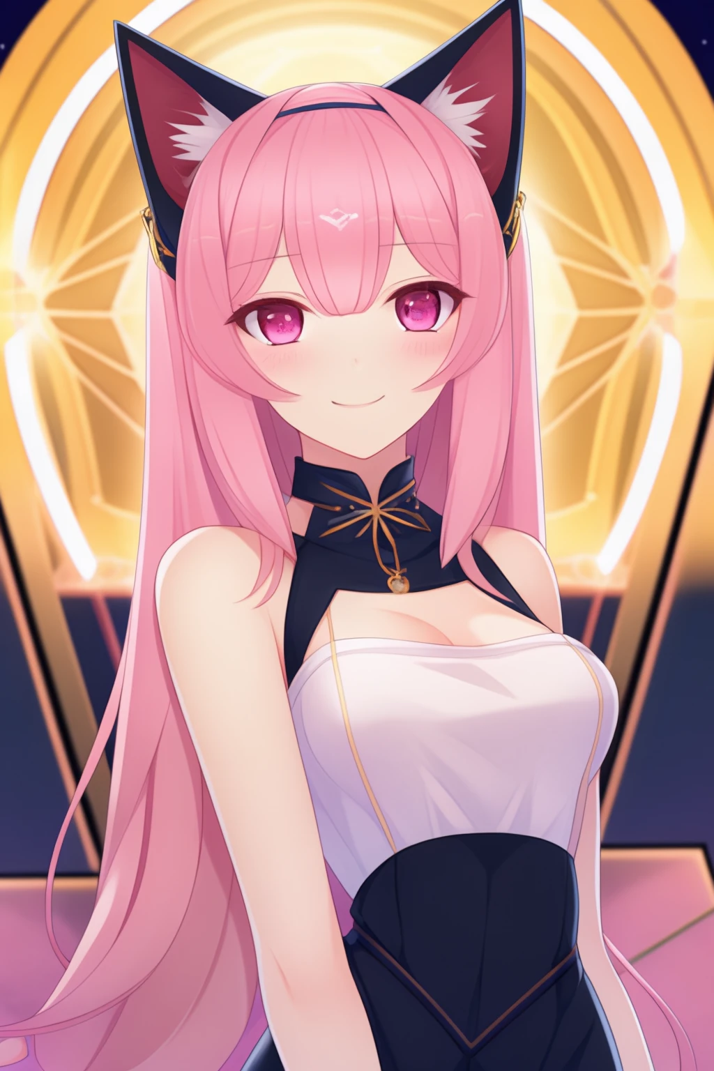 extremely aesthetic, best quality, newest, 1girl, solo, cat ears, blush, slight smile, full body,