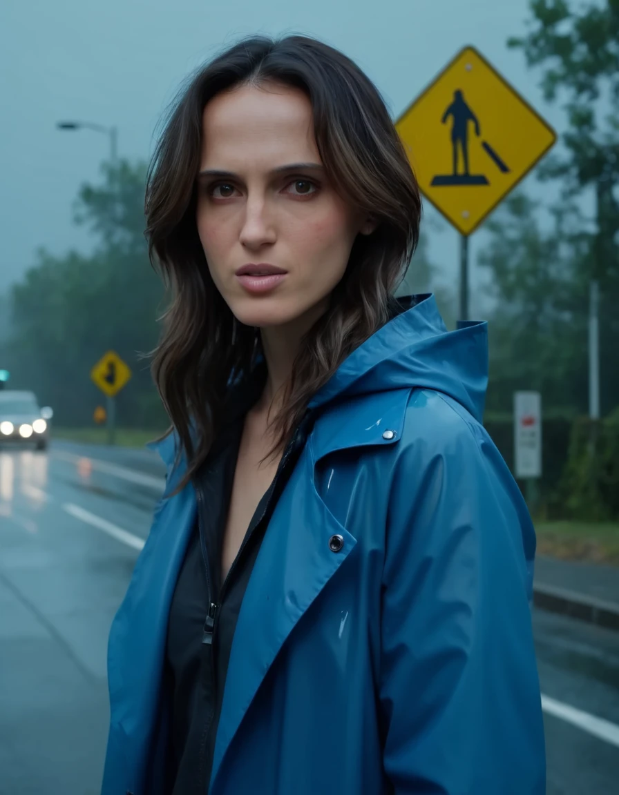 a (full body:1.2) photo of <lora:DPXL:1>, woman, tight sweater, storm, downpour, soaking wet, dripping wet, wet hair, heavy makeup, runny makeup, scared, running, facing viewer, accurate lighting,