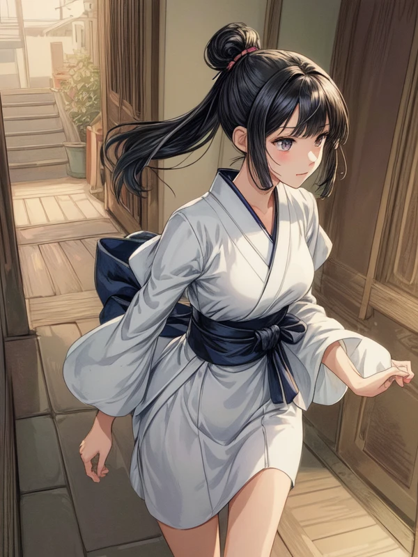 (masterpiece, illustration, best quality:1.33),delicate details,refined rendering,Sharp_focus,vivid_color,(Japan anime style, Toon style, Manga style:1.21),1girl,27-years-old female,slim female,solo,portrait,<lora:add_detail:1>,((([Accent lighting|Eye light|Morning sunlight|Color wash lighting]))),(Happy Birthday,Walking:1.236),((Black Hair,split ponytail,hair bun,parted bangs)),