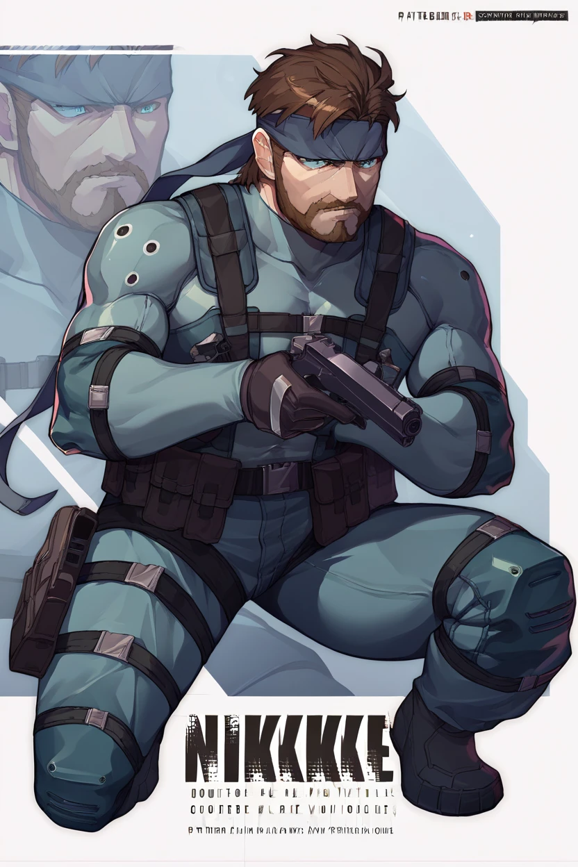 score_9, score_8_up, score_7_up, score_6_up, source_anime, BREAK 1boy, solo, white background <lora:solidsnake-pdxl-nvwls-v1:1> solidsnake,  headband, brown hair, beard, facial hair, blue bodysuit, gloves, harness, belt pouch, furrowed brow, mature male, manly   <lora:NIKKE_Goddess_of_Victory_Profile__Concept_LoRA_XL-000011:1> IncrsNikkeProfile, full body, zoom layer, one knee, holding weapon, holding gun