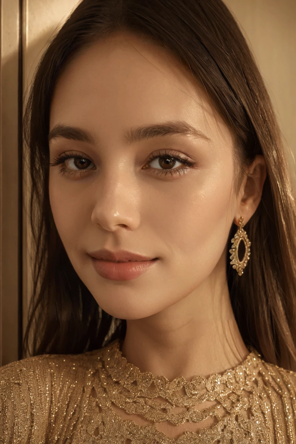 4k, 8k, ultra highres, raw photo in hdr, sharp focus, intricate texture,realistic, detailed facial features, highly detailed face, posing,perfect lighting,long hair,makeup,close-up,doorway,ornate,vast,hall,<lora:Nina1:0.7> Nina1,smile