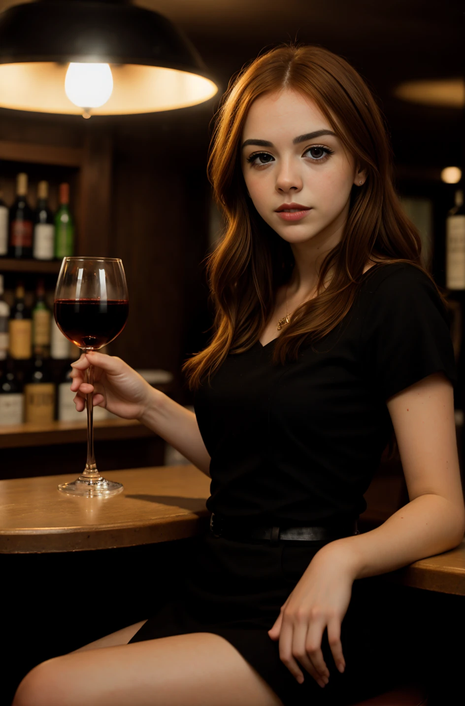 tv_Siobhan_MXAI, , red lips, dramatic makeup, sitting on a stool in a bar, 1930s speakeasy, holding a glass of red wine, mad-sincity, noir, B&W, volumetric smoke in the background, glam,, (((epic-Ultra-HD-details, epic-Ultra-HD-highlights, upscaled-resolution, optimal)))