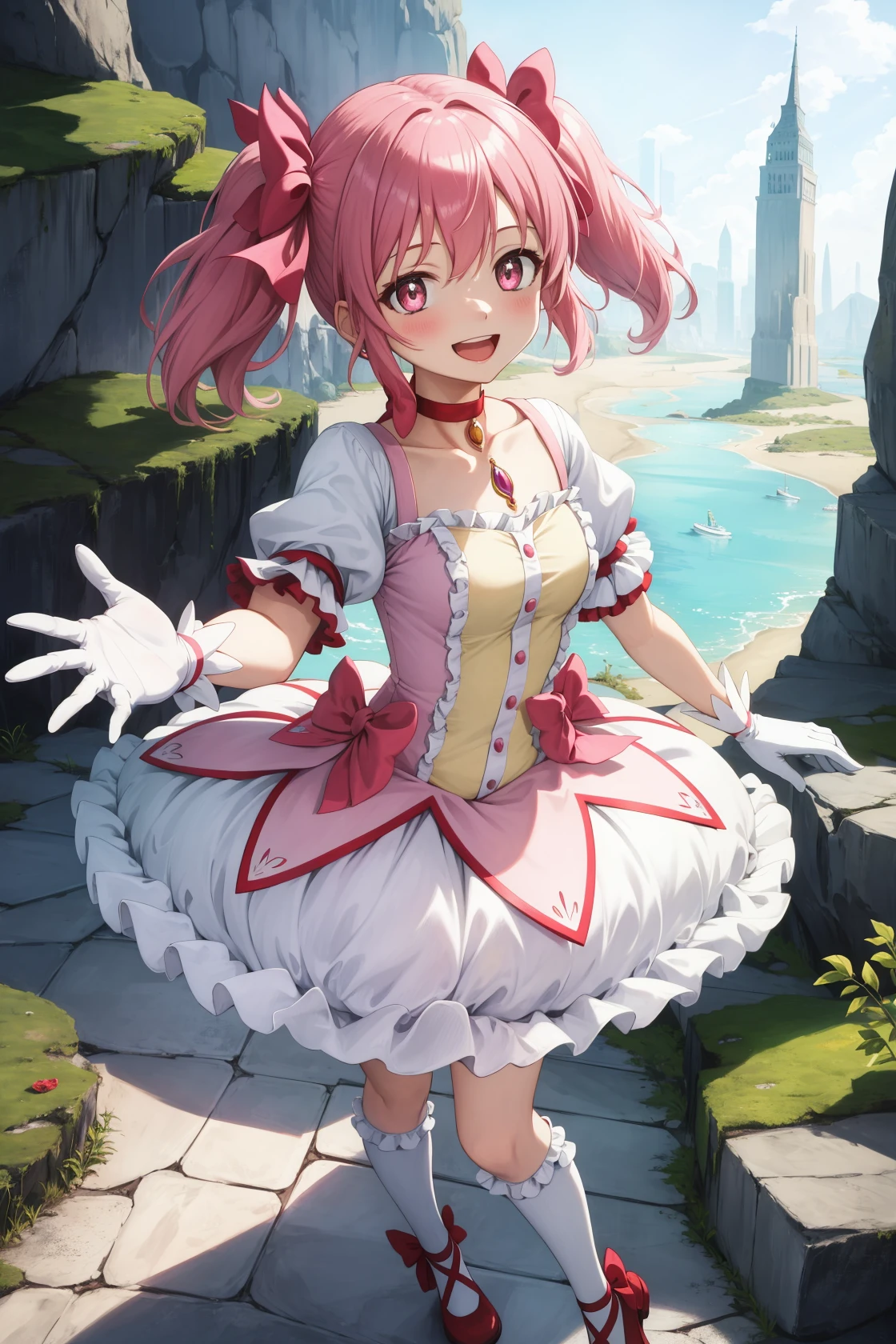 masterpiece, best quality, highres,
gloves, white gloves, waving, waving arms,
