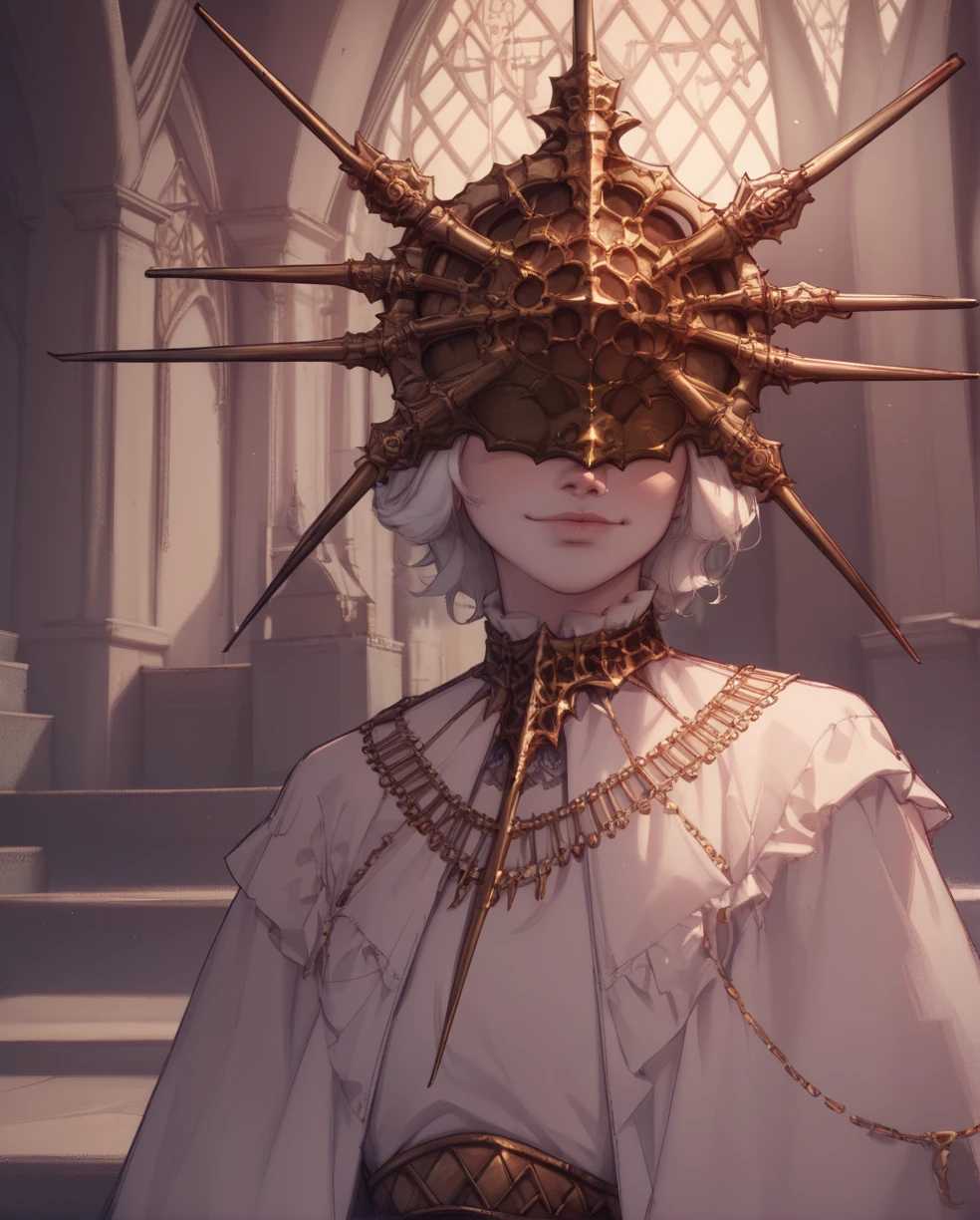 score_9,score_8_up,score_7_up,score_6_up,
Gwyndolin,white hair,flat chest,gold mask,covered eyes,
gold jewelry,white dress,long sleeves,light smile,
cathedral,moonlight,
standing,upper body,
<lora:Gwyndolin:1>,