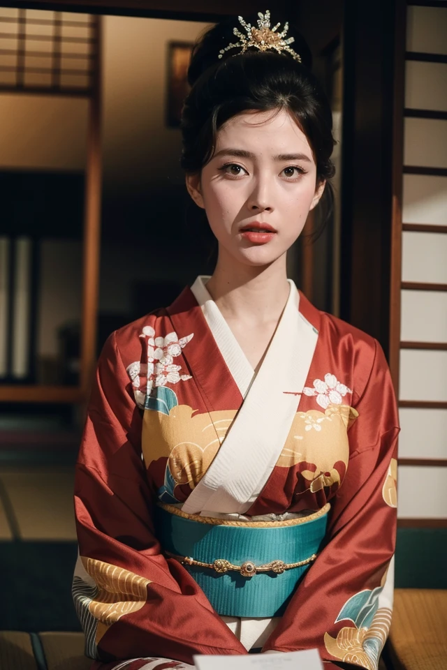 1girl,solo,japanese clothes,kimono,black hair,hair ornament,kanzashi,sitting,fine art parody,red kimono,
best quality,masterpiece,illustration,an extremely delicate and beautiful,CG,unity,8k wallpaper,Amazing,finely detail,masterpiece,official art,extremely detailed CG unity 8k wallpaper,incredibly absurdres,huge filesize,ultra-detailed,highres,extremely detailed,beautiful detailed girl,realistic,light contrast,<lora:Mariko Okada:0.8>,