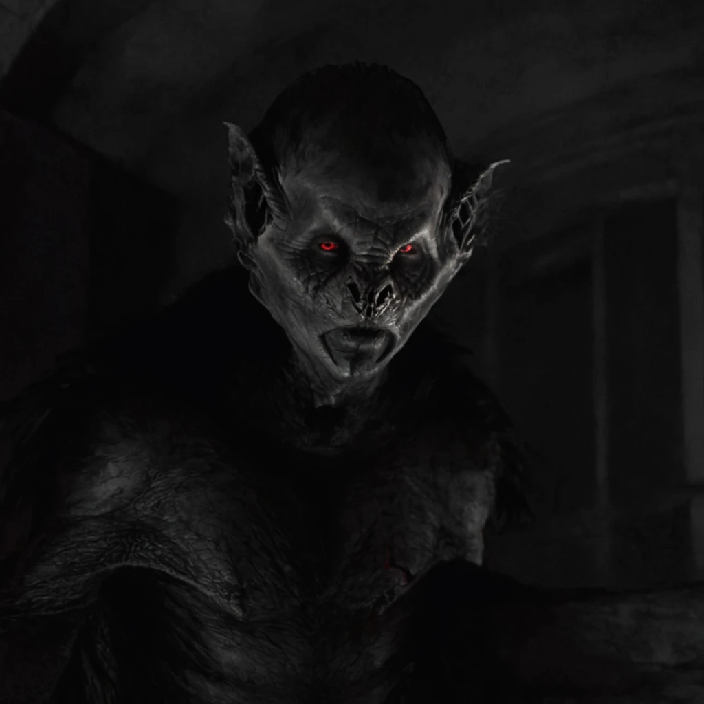 Horror-themed, <lora:Vampire Bat:1>
Set in 19th-century England and Romania, Vampire Bat a creepy looking creature with a glowing face,solo,looking at viewer,red eyes,1boy,monochrome,male focus,no humans,realistic,horror (theme) , Horror themed, dark themed, Bram Stoker's Dracula 1992 film style, Eerie, unsettling, dark, spooky, suspenseful, grim, highly detailed