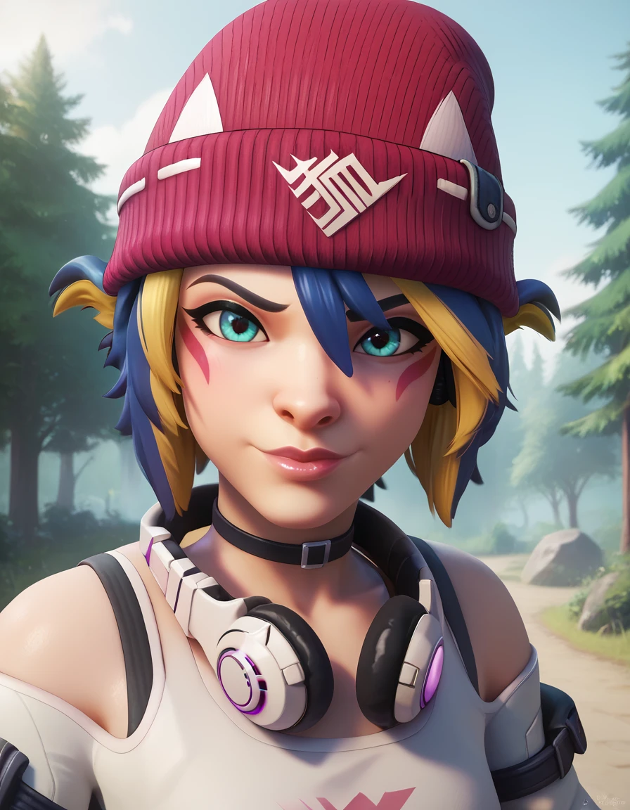 score_9, score_8_up, score_7_up, score_6_up, hi-res, 8k, 2.5d,medium shot, headphones, beanie, multicolored hair BREAK giving a donut to a fox, forest <lora:KirikoLS-35:1>