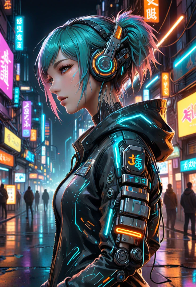 anime artwork sci-fi style cyberspace dj club, augmented reality street artist, wearing a holo-hoodie, from the sides and on the side, headphones, short neon undercut hair, neon rim lighting,  <lora:Splash_Art_SDXL:0.8> mad-cbrpnksplshrt, . futuristic, technological, alien worlds, space themes, advanced civilizations . anime style, key visual, vibrant, studio anime,  highly detailed
