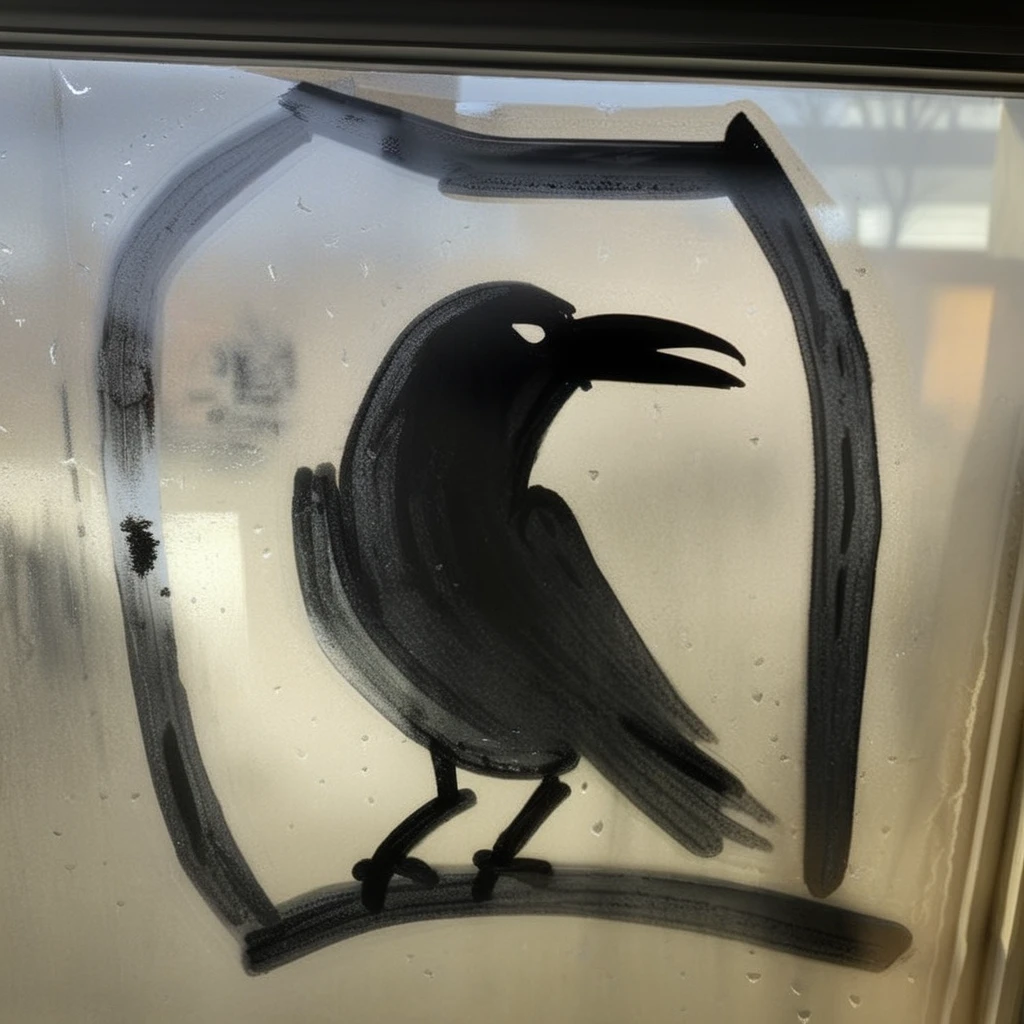 finart raven window drawing<lora:finart:1>