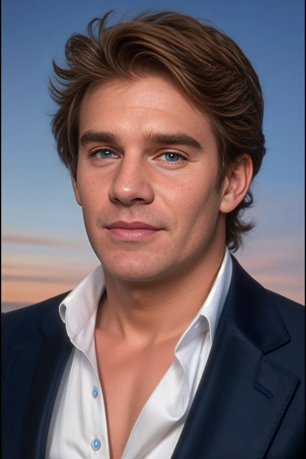 <lora:Dack_Rambo_GV:1> Dack, portrait, bright pale eyes, handsome, youthful, brown hair