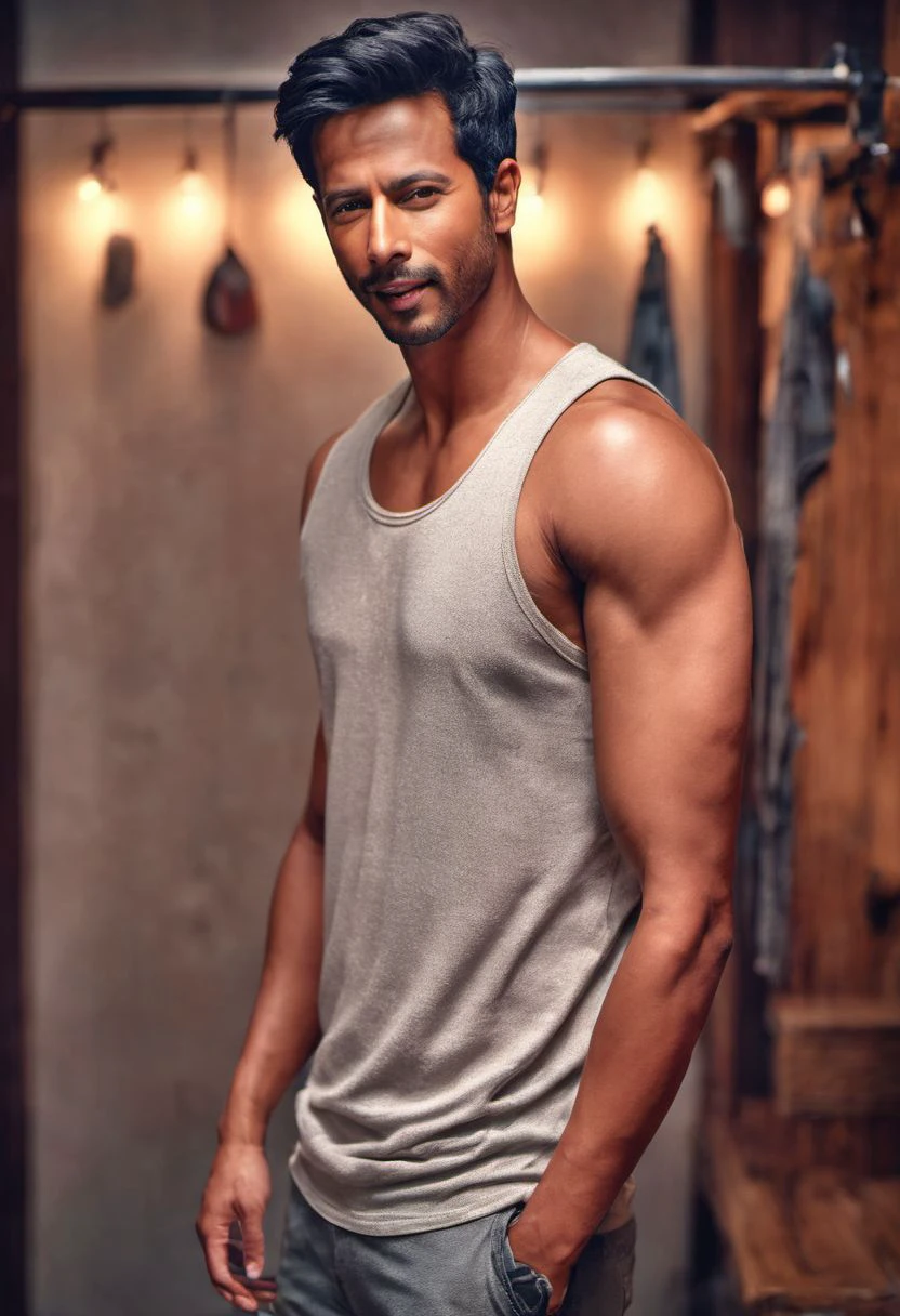 (RAW photo:1.4), Jason Reitman a man <lora:Sehban-Azim_Jason-Reitman:0.9>, looking at viewer, smirk, full body, wearing tank top, sweating, towel around neck, standing, dark features, smooth, muscles, barefoot, ((steamy locker room setting)), intricate details, 8k, ultra-high-definition, (photo-realistic:1.3),(fit and sculpted physique:1.1), (accentuating his every curve:1.1), (subtle sheen and texture:1.2), (soft and brightly lit:1.2), (muted color palette:1.1),