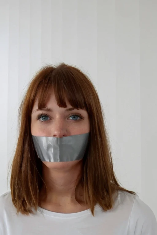 masterpiece:1.2,best_quality:1.3, one woman, solo, closeup_portrait:1.4,face:1.5,tape_gag:1.6