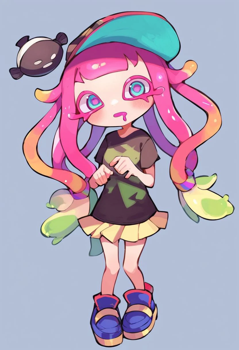 ASCIIscore_9, score_8_up, score_7_up, score_6_up, score_5_up, score_4_up,
BREAK
1girl, \(splatoon\),
BREAK, simple background, shirt, pink hair, cute pose, tentacle hair, hat, skirt, fish, standing, cute,