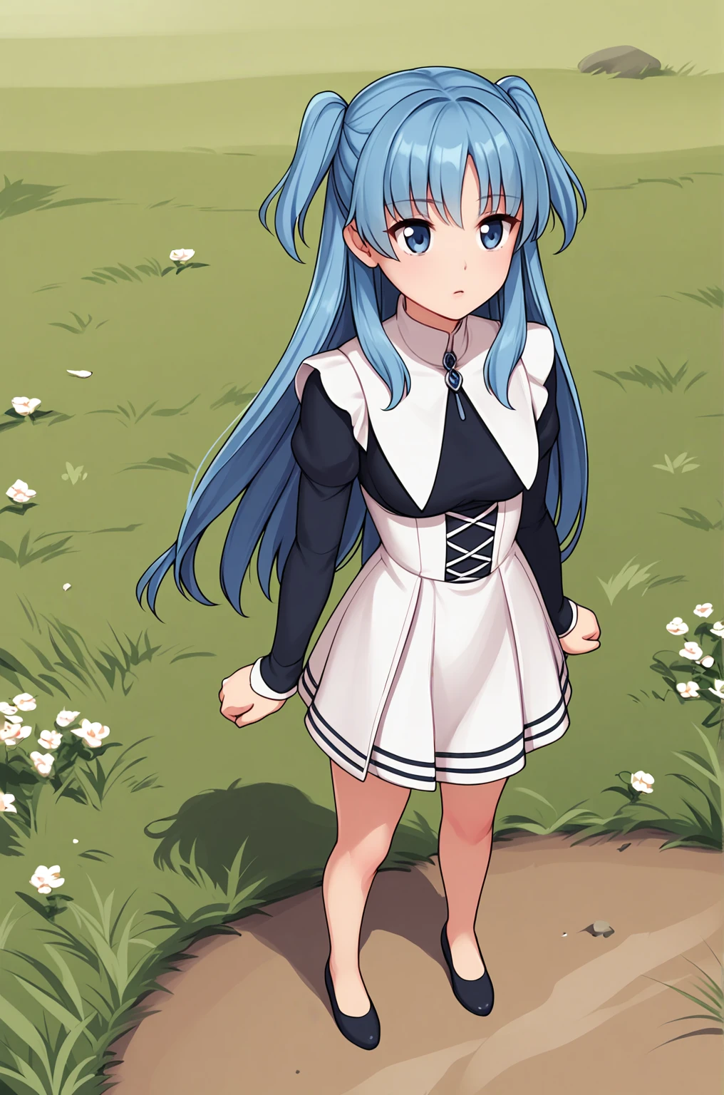 anime artwork score_9, score_8_up, score_7_up, score_6_up, score_5_up, score_4_up, source_anime, BREAK, thick outline, fat outline,
Chtholly_Nota_XL, nota_outfit, blue hair, long hair, two side up, blue eyes, dress above the knees, long sleeves, BREAK, standing, full body, field,
<lora:Chtholly_Nota_Seniorious_XL:0.7>
<lora:PersonalAmi_PonyXL:1.0>