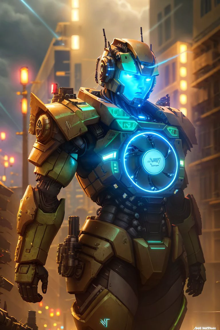<lora:PCMR_v1:0.6>
a (PCMR giant war robot with visible (rgb lights, watercooling and fans)) BREAK
rampaging in a (large city), destroyed buildings and explosions  BREAK
in a (storm night with thunders in the distance) BREAK
photo realistic, 24mm, dolly zoom, dutch angle, cinematic look, lens flare, sharp focus, intrincate details, volumetric light