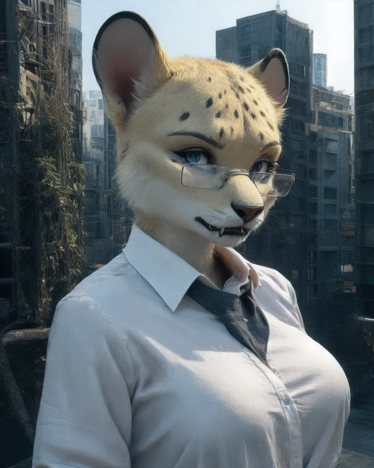 solo, hyodo, (glasses, fangs:0.8) <lora:hyodo:1>
anthro
female, clothed
half-length portrait, city background, detailed anime