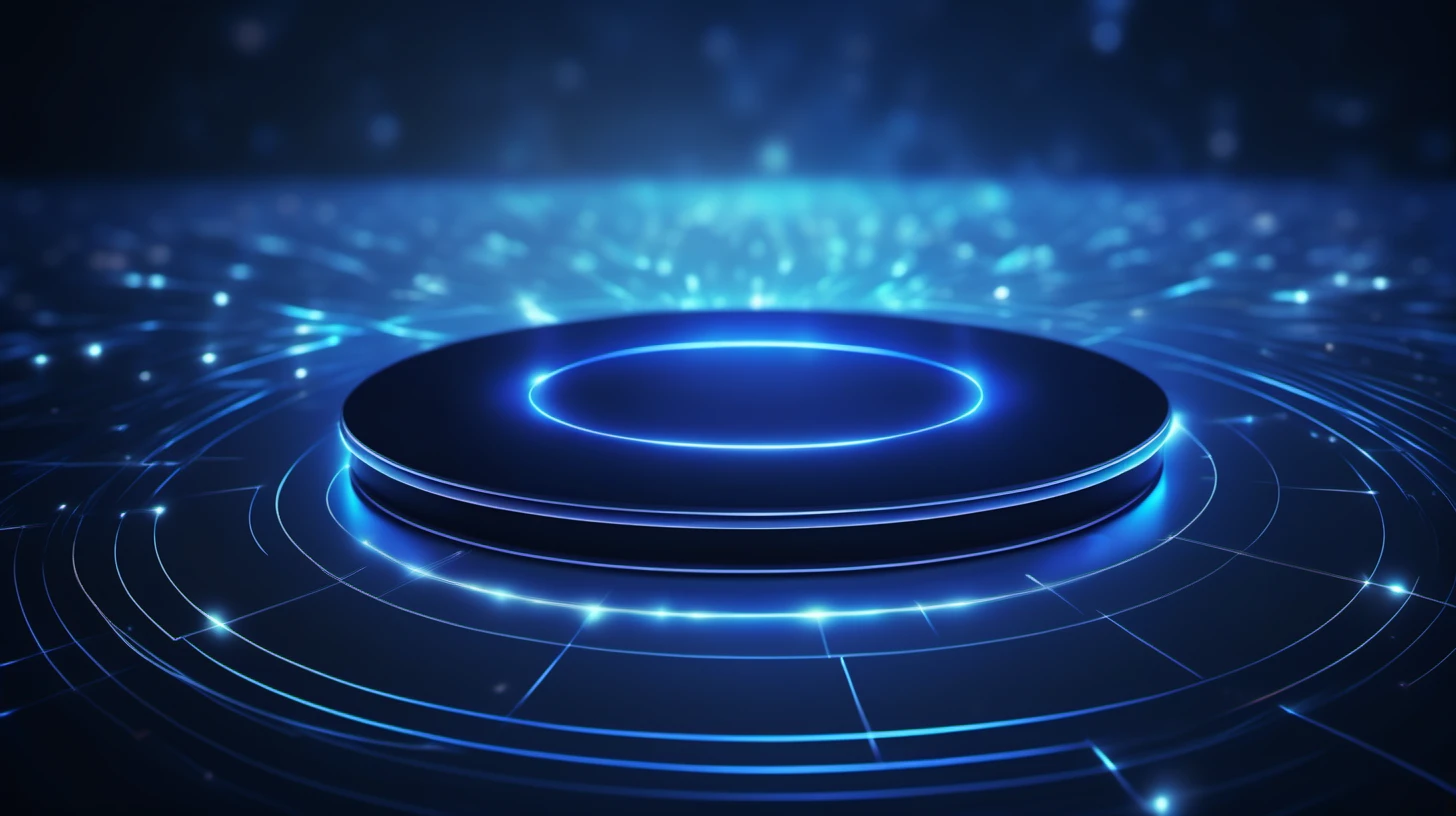blue circle, Minimalist, hologram, abstract, dark blue, technological , bright light, j_background
