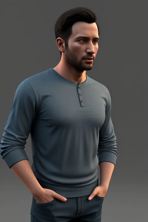 casual man, 3/4 angle, 30 years old, stunning realistic, 3d render, wong-maret