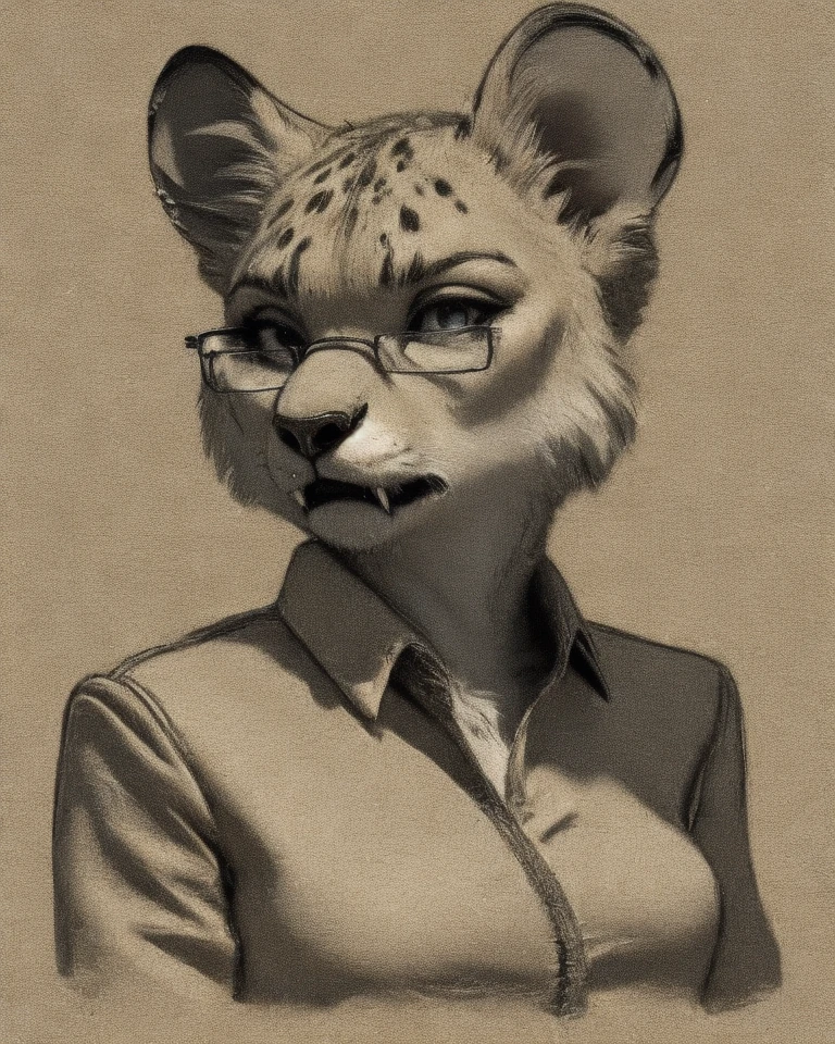 solo, hyodo, (glasses, fangs:0.8) <lora:hyodo:1>
anthro
female, clothed
half-length portrait, desert background, sketch