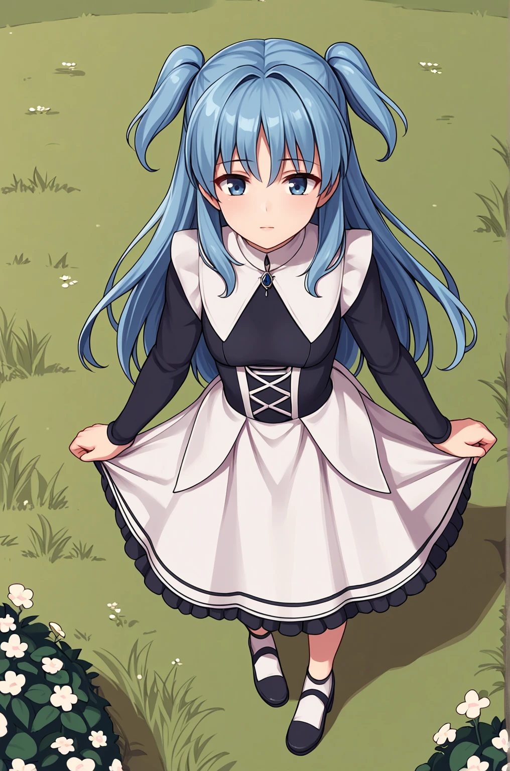 anime artwork score_9, score_8_up, score_7_up, score_6_up, score_5_up, score_4_up, source_anime, BREAK, thick outline, fat outline,
Chtholly_Nota_XL, nota_outfit, blue hair, long hair, two side up, blue eyes, dress above the knees, long sleeves, BREAK, standing, full body, field,
<lora:Chtholly_Nota_Seniorious_XL:0.7>
<lora:PersonalAmi_PonyXL:1.0>