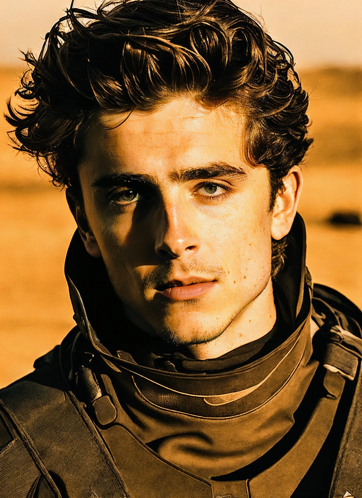 portrait photo of sks person in stillsuit <lora:locon_timotheechalamet_v1_from_v1_64_32:1> <lora:locon_theme_dunetheme_dnthm_v1_from_v1_64_32:1> (dnthm theme), moody atmosphere, sandstorm
