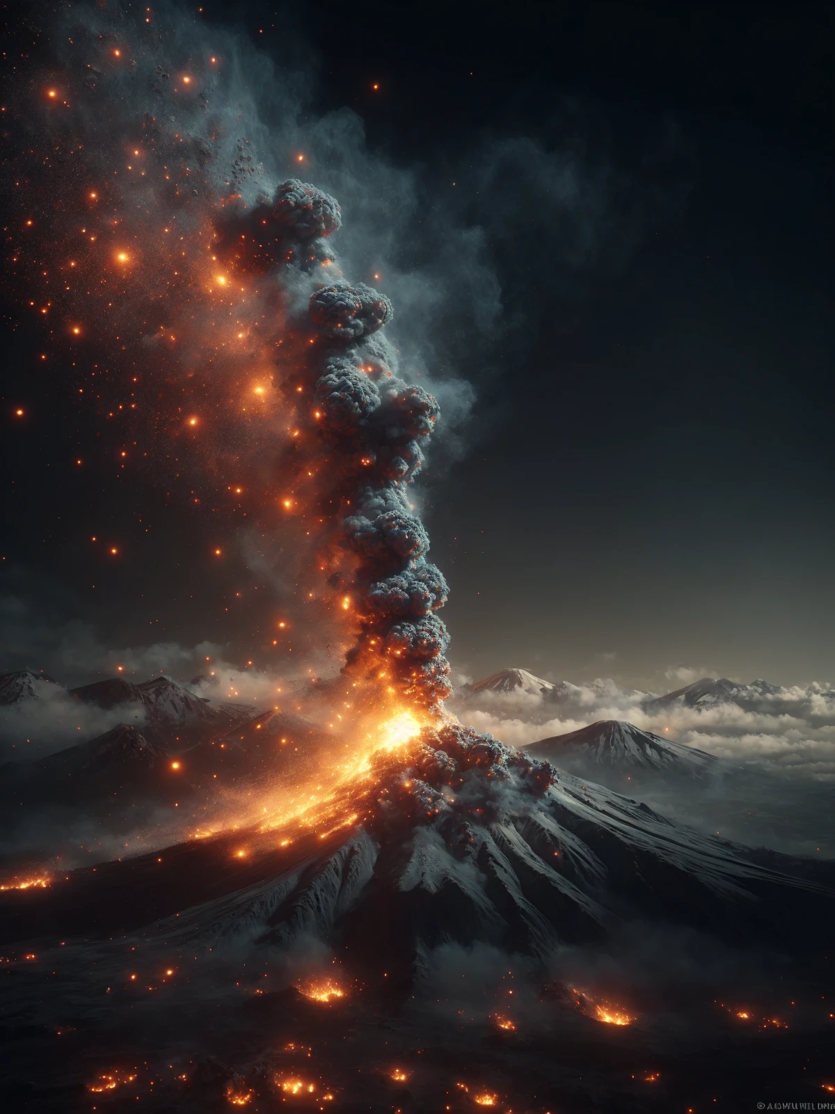 volcano erupting, mad-embr <lora:Embers_SD1.5:0.8>, (masterpiece:1.2), best quality, (hyperdetailed, highest detailed:1.2), high resolution textures