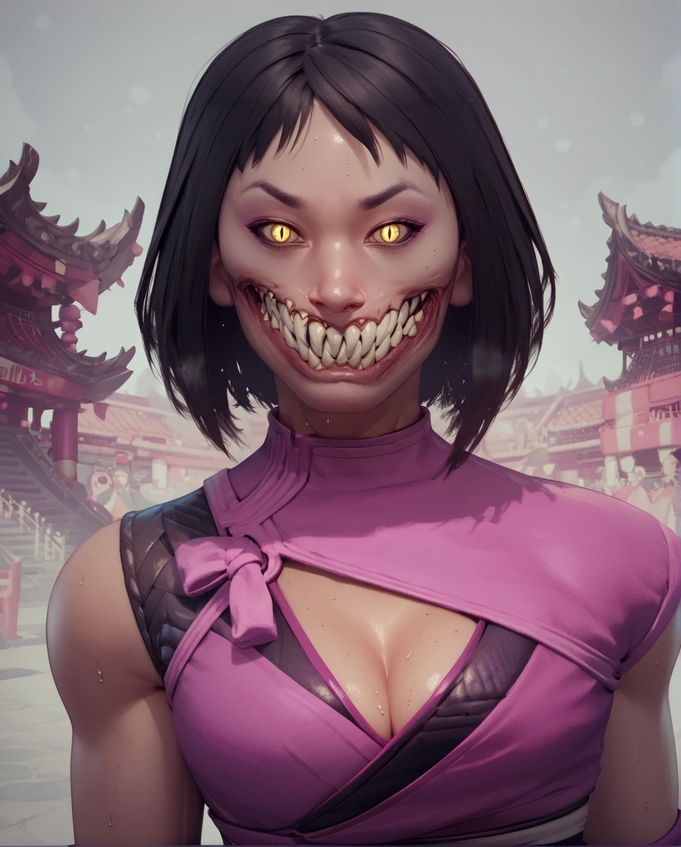 score_9,score_8_up,score_7_up,
Mileena,short black hair,yellow eyes,cold staring,looking at viewer,smile,
pink kimono,pink elbow gloves,cleavage cutout,sharp teeth,slit pupils,
standing,upper body,
arena,
<lora:MIleenaMK11:0.8>,