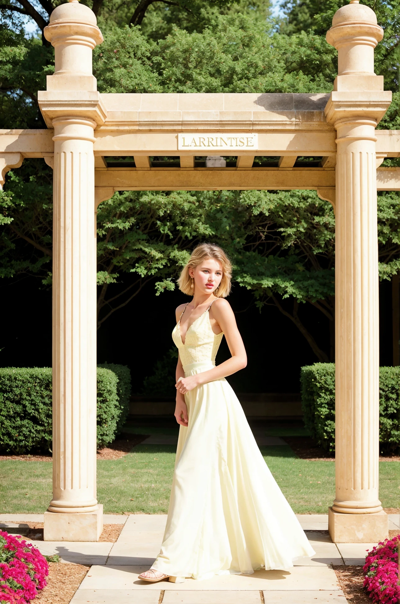 RAW photo, tv_Sarah_Grey_A, , serene expression, wearing an elegant colorful summerdress, walking through an ornate rose garden, noon, summer, colorful butterflies, ((cowboy shot)),, (((epic-Ultra-HD-details, epic-Ultra-HD-highlights, epic-photo-same-realistic, upscaled-resolution, optimal)))