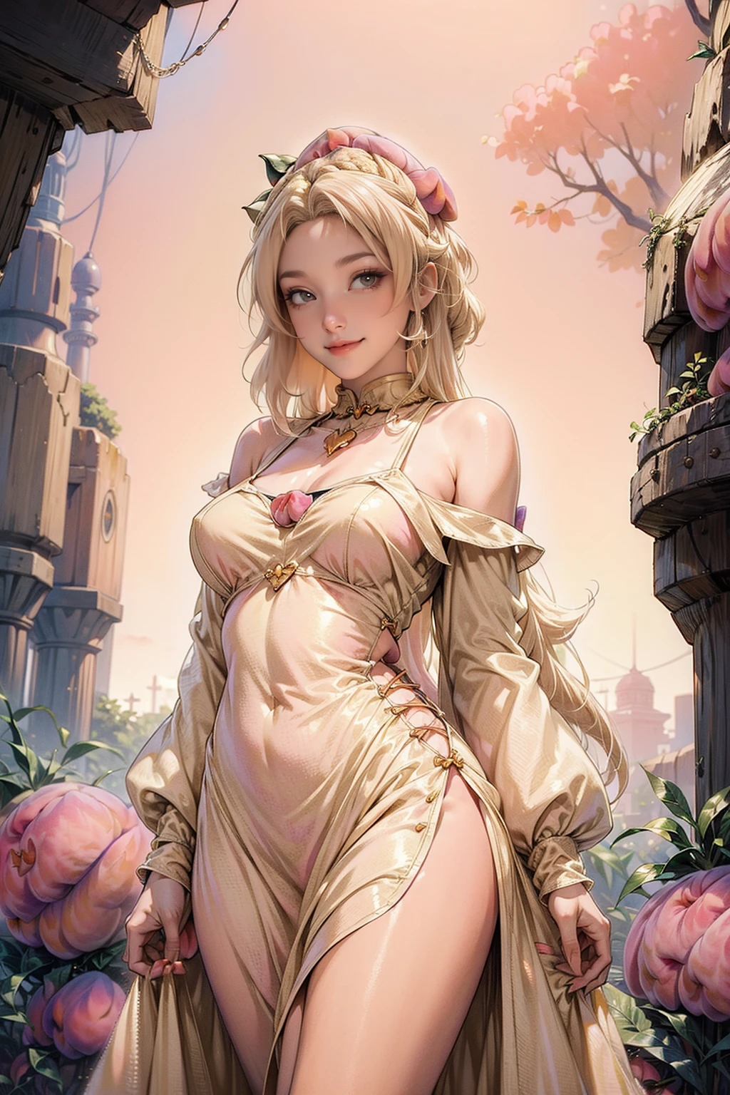 <lora:PeachWorld:1> (PeachWorld:1.3) (1woman (blonde:1.5):1.2) (sexy skinny brunette:1.2) (dress :1.1) (cave:1.4) (nice breasts:0.8)