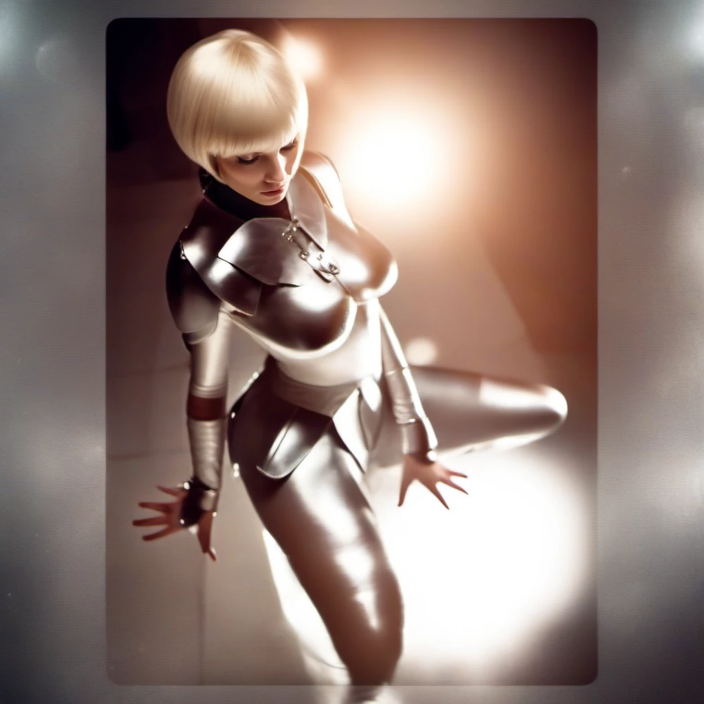 cinematic film still a full body blond woman dressed in white, bobcut, shoulderpads, light armor, poses, (((silver eyes))), fantasy background <lora:Claymore1024:0.8> . shallow depth of field, vignette, highly detailed, high budget, bokeh, cinemascope, moody, epic, gorgeous, film grain, grainy