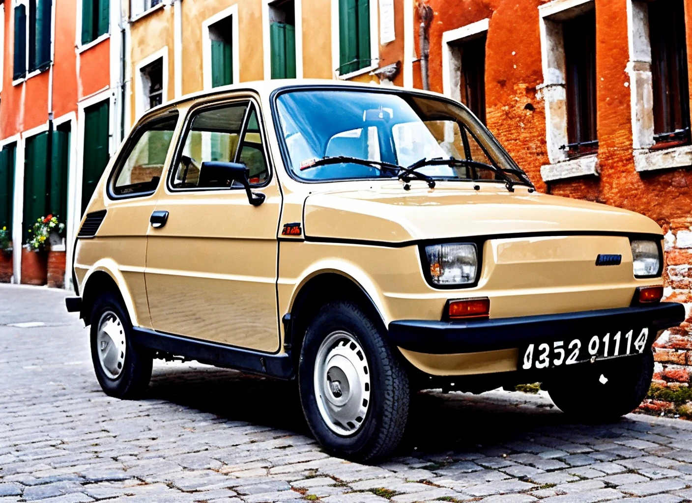 photo of fiatntwsxp car <lora:locon_fiatonetwosixp_v1_from_v1_64_32:1> , in Venice, at the St. Marks Square, by Andreas Gursky