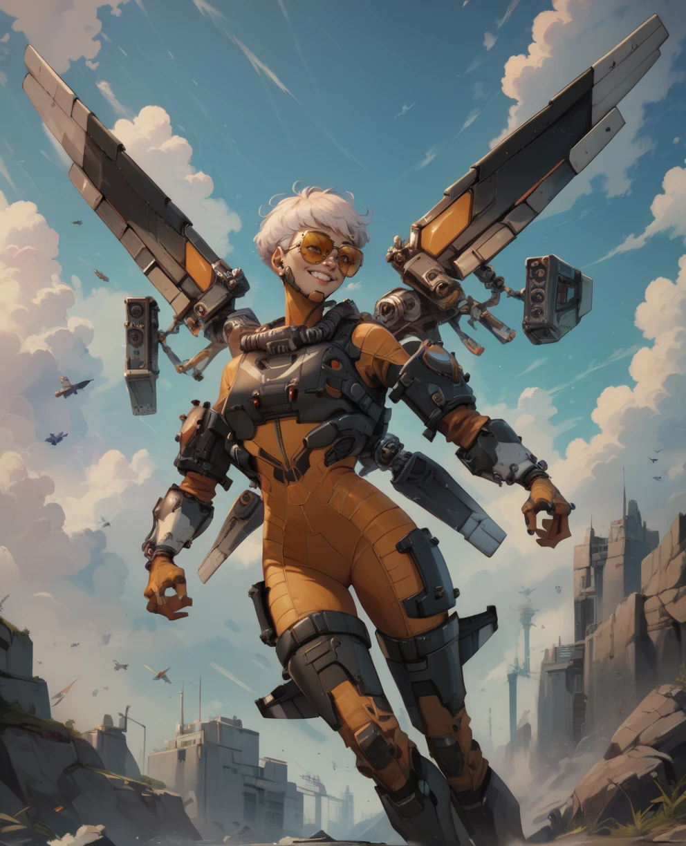 score_9,score_8_up,score_7_up,score_6_up,
kairiimahara,white hair,short hair, yellow sunglasses,
orange bodysuit,smile,
jetpack,mechanical wings,
science fiction,
outside,clouds,sky,<lora:ValkAPL:1>,