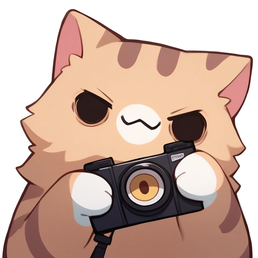 score_9, score_8_up, score_7_up, source_anime, simple background, white background, animal focus, solo, nekoemoji, cat, smug, looking at viewer, holding camera, solid circle eyes <lora:discord_nekonekonekone_ponyXL:1>
