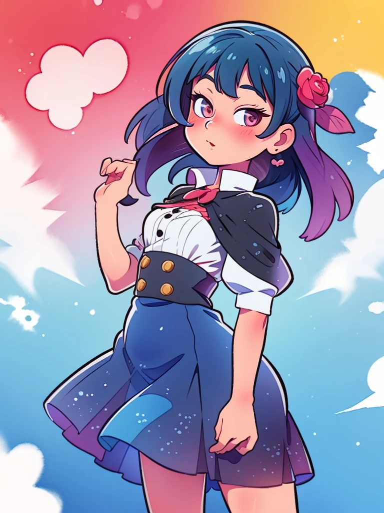 (masterpiece, best quality:1.2), highres, 1girl, looking at viewer, style of yohhh <lora:Genjitsu_no_Yohane__Endcard_style_05_01:1>