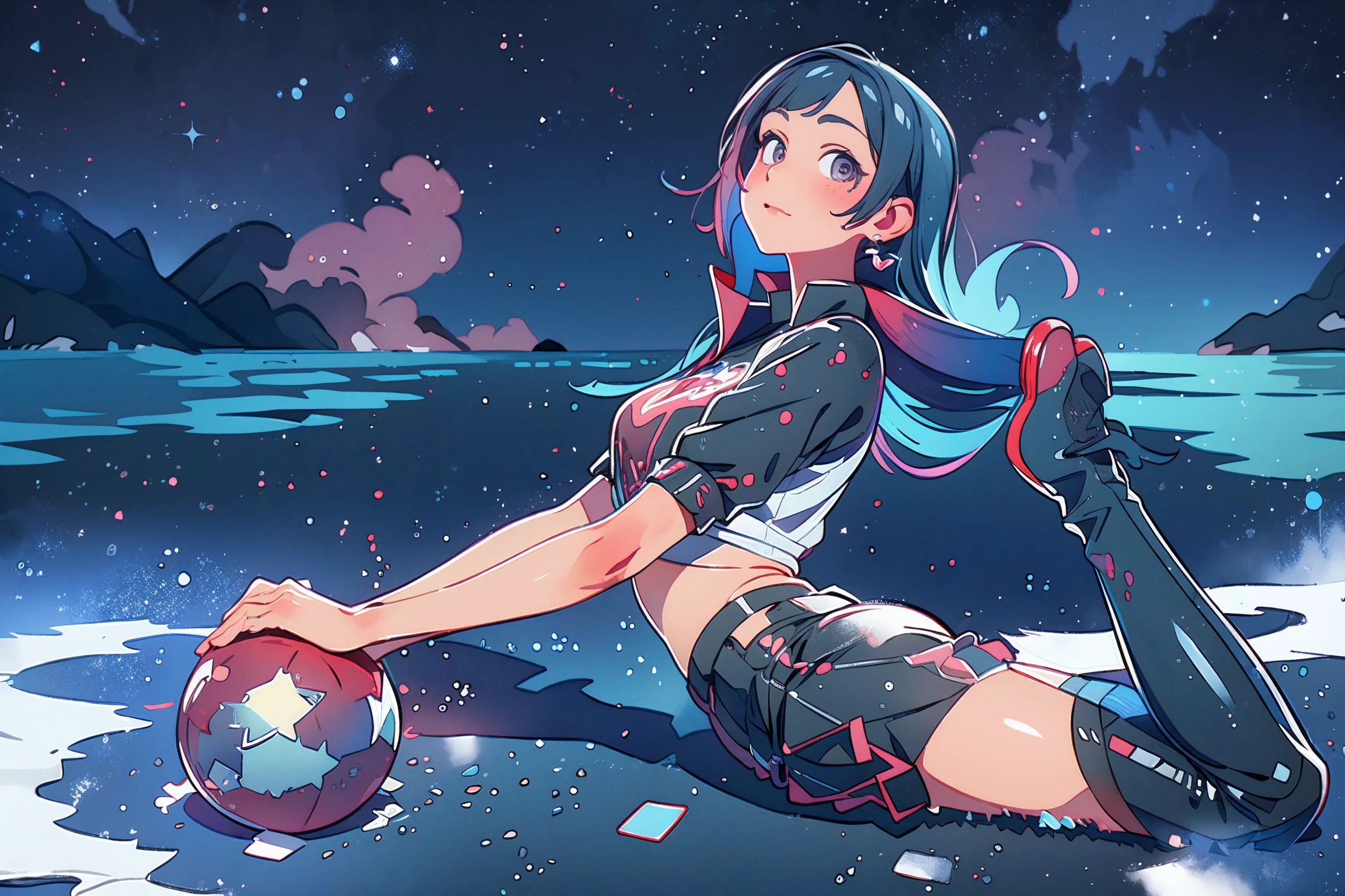 (masterpiece, best quality:1.2), highres, 1girl, looking at viewer, style of yohhh <lora:Genjitsu_no_Yohane__Endcard_style_05_01:1>
