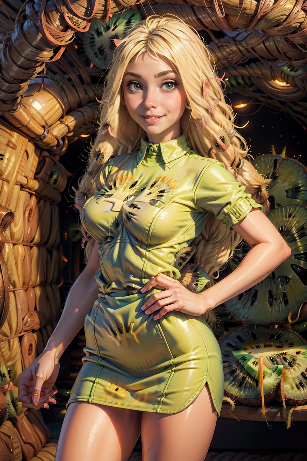 <lora:KiwiWorld:1> (KiwiWorld:1.1) (1woman (blonde:1.5):1.2) (sexy skinny brunette:1.2) (dress :1.1) (cave:1.4) (nice breasts:0.8)