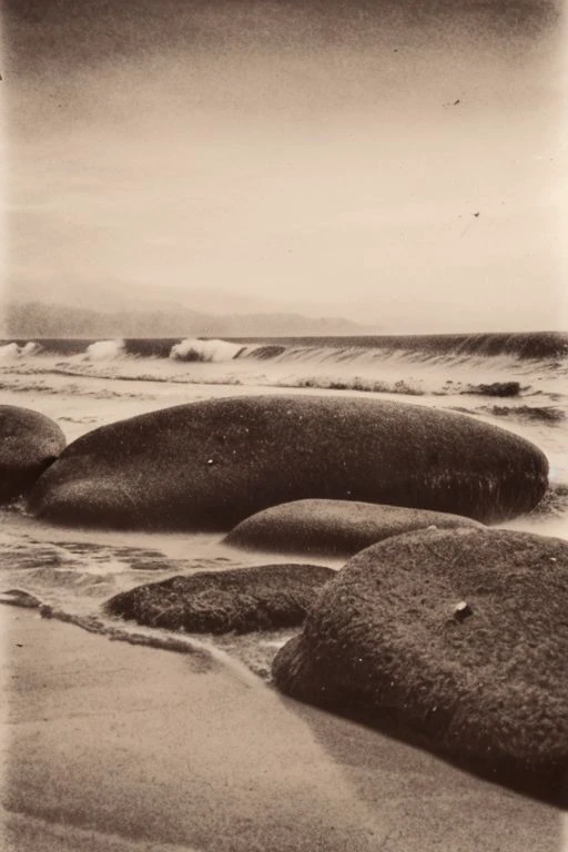 lith_Agfa_Brovira_Satino_BW122, a foggy beach in sri lanka