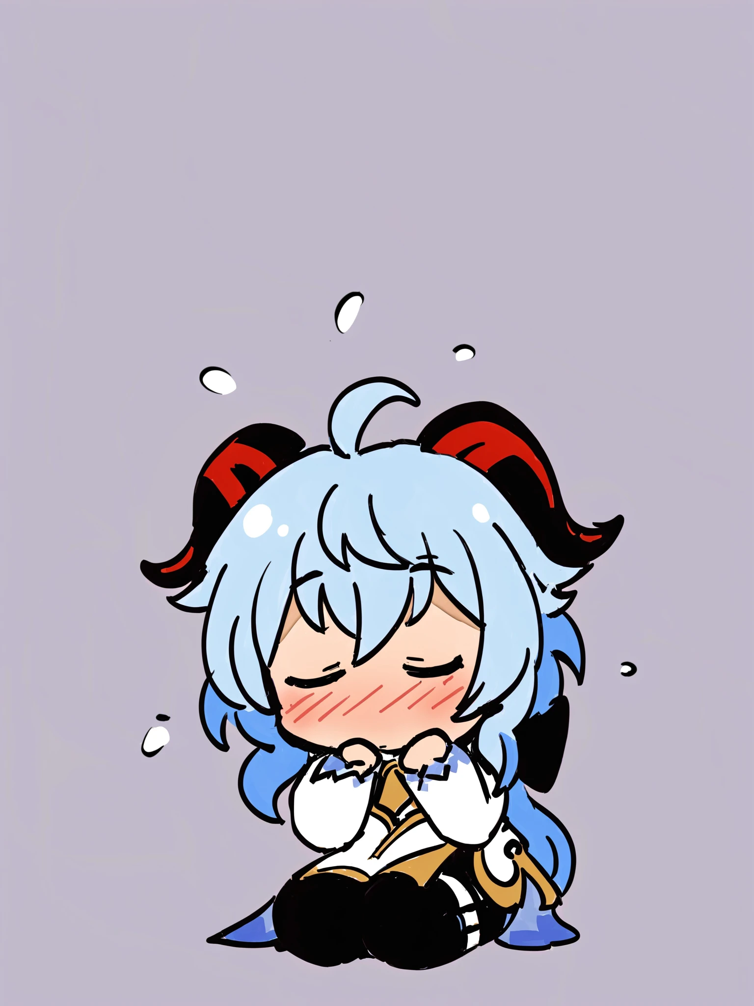 masterpiece, best quality, <lora:style05-xl:1>,chibi,
simple background,
1girl,solo,ganyu \(genshin impact\), full body,sitting, blush,open mouth, closed mouth, hands cover face,flying sweatdrops,urgent