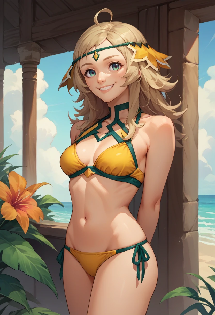 Armpit Show,Full nudity,1 person, Big Breasts, alone, Woman with dark skin, jewelry, Long Hair, Goblins, Pointy Ears, belly button, Outdoor, Underarm, wood, smile, flower, water着, bikini, Looking at the audience, Day, dark Goblins, Bangles, necklace, hair ornaments, Please raise your hand, palm wood, Hair between the eyes, Orange eyes, Earrings, Yellow Hair, null, hair flower, Cowboy Shot, very Long Hair, bangs, Lips parted, Stomach, blue null, Put your arms behind your head, choker, Cleavage, cloud, yellow bikini, Side Lock, Ocean, yellow flower, orange bikini, flower necklace, bikini bottom only, mismatched bikini, water, clavicle, topless,Vaginal,Sex,Woman standing on top,Cum in pussy,Sweat,girl trembling with Sexual climax,Breast milk,Put your arms behind your head,Spread your legs,Ahegao,orgasm