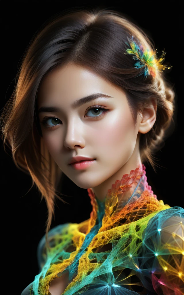 particle style,colorful,1girl,Elegant,Portrait Photogram,detailed gorgeous face,
<lora:å¥½åç±³-xl-particle:1>,