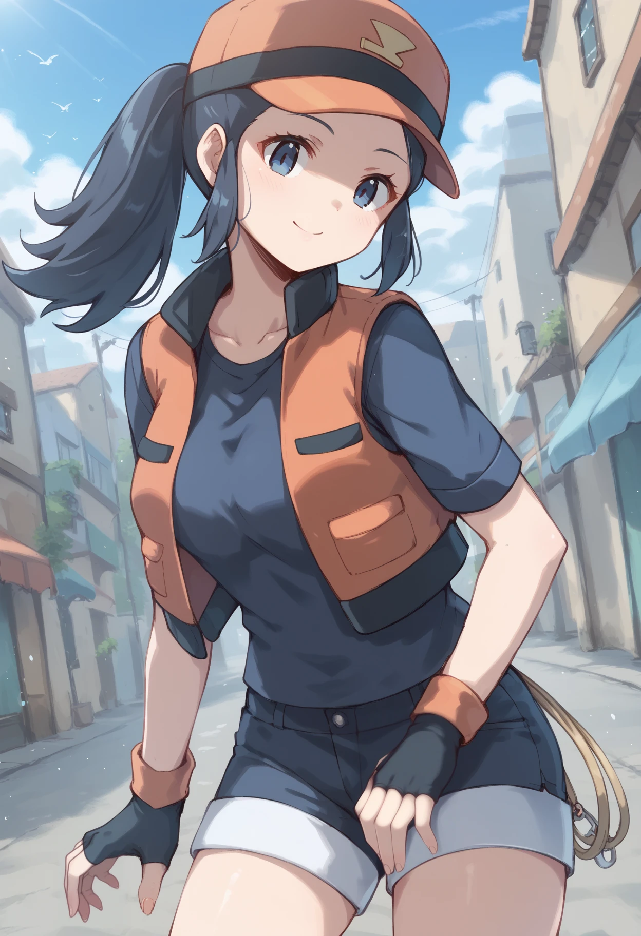 score_9, score_8_up, score_7_up, score_6_up, BREAK source_anime, best quality, masterpiece
1girl,<lora:pokemonranger orasPonyXL:0.8>,pokemonranger oras,baseball cap,fingerless gloves,orange vest,black shirt,black shorts,rope,cowboy shot,standing,smile